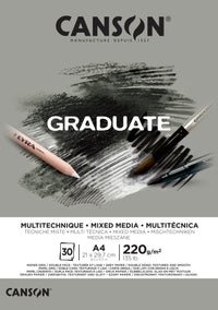 Canson Graduate Mix Media blok Grey 220 g/m² - 30 listova, A4, lijepljeni