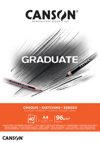 Blok za skiciranje CANSON Graduate 96 g/m² A4 lijepljeni - 40 listova