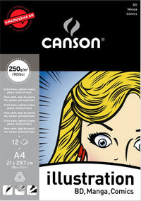 CANSON Illustration blok 250 g A3 ljepljen - 12 listova