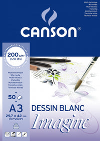 Canson Imagine ljepljeni blok za skiciranje za kombinirane tehnike 200 g/m² A3 - 50 listova