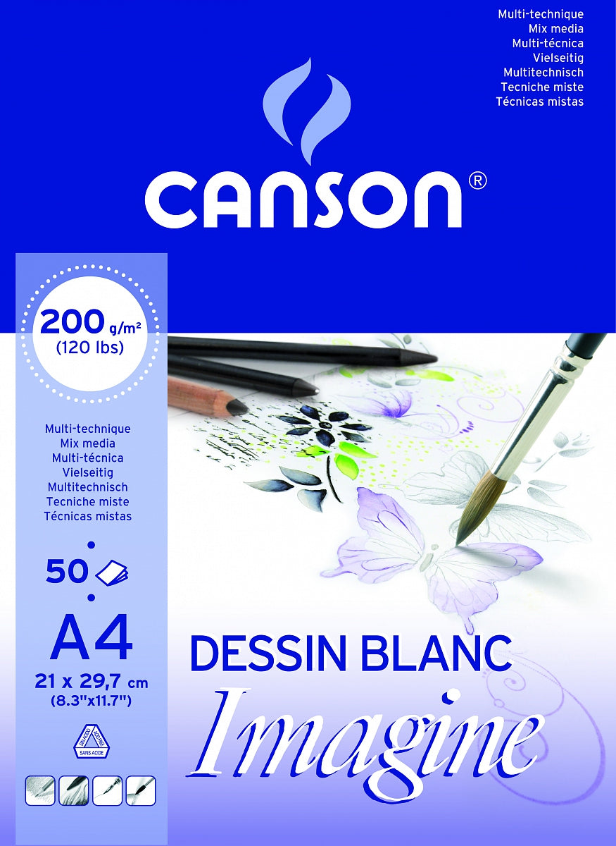 CANSON Imagine blok za skiciranje 200 g/m² 50L A4 sitnozrnati lijepljeni