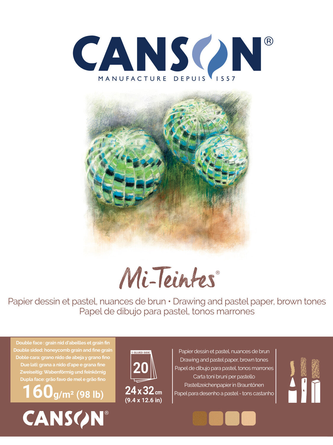 Blok papira u boji CANSON Mi-Teintes 160 g/m² 24 x 32 cm Earth - 20 listova