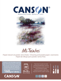 Canson Mi-Teintes ljepljeni blok za pastel 160 g/m² 20 listova - 24 x 32 cm, Grey/Blue