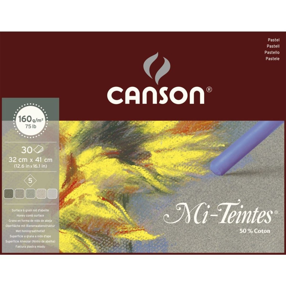 Canson Mi-Teintes ljepljeni blok za pastel 160 g/m² 30 listova 32 x 41 cm Grey