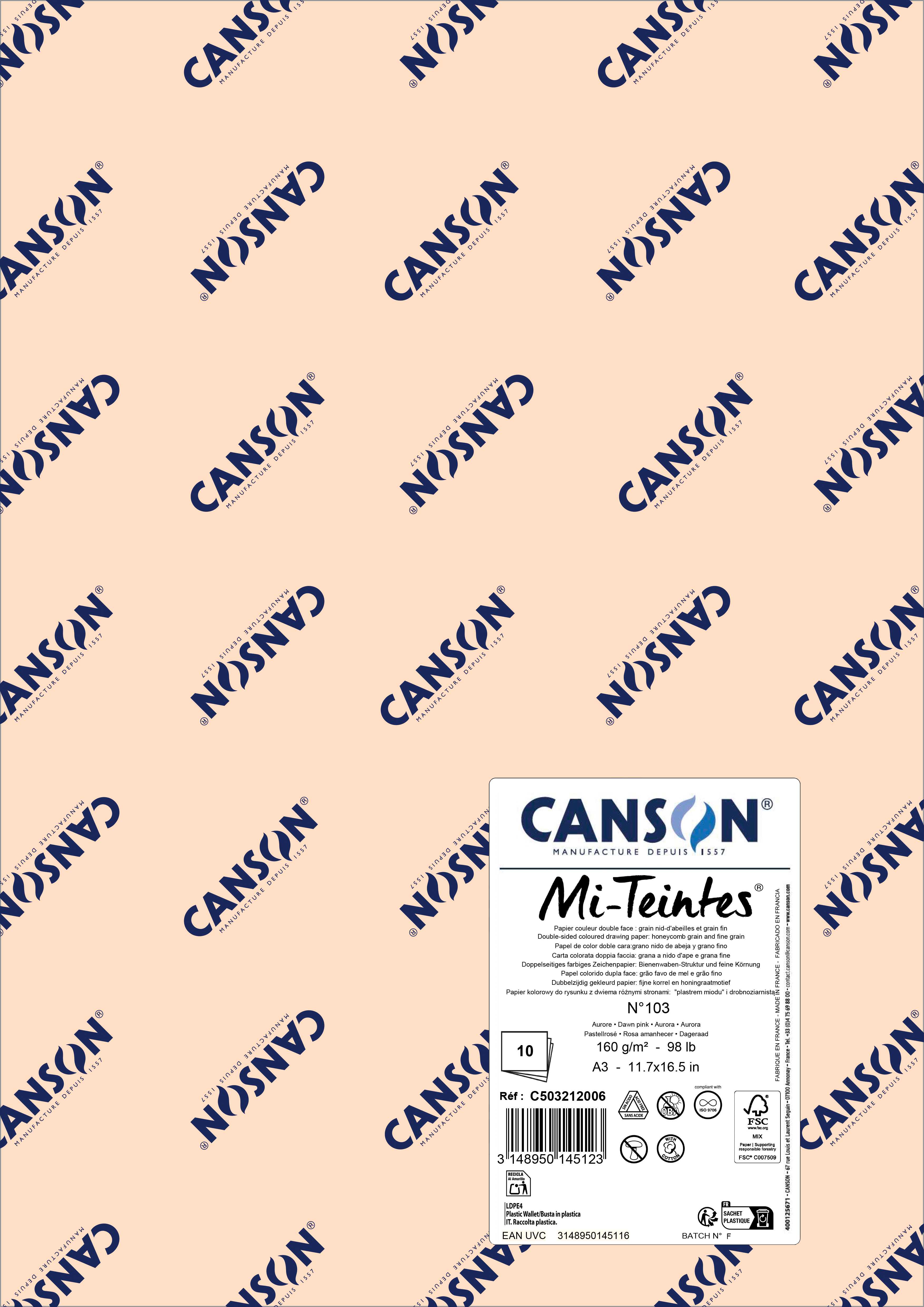 Papir za pastel Canson Mi-Teintes A3 160 g - 10 listova – Ružičasta zora 103