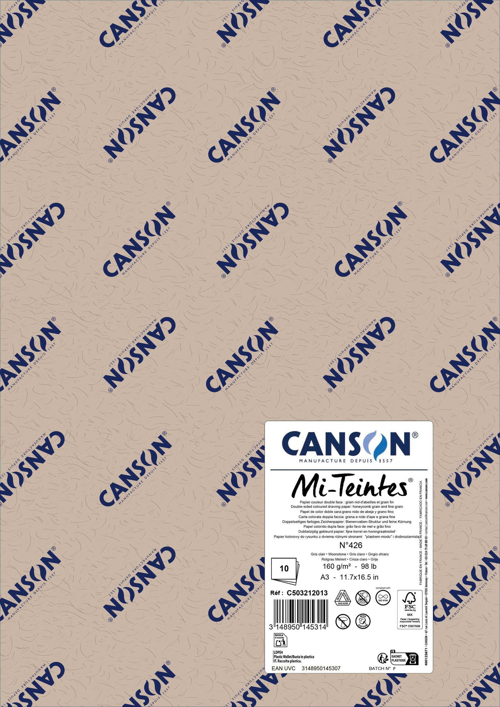 Papir za pastel Canson Mi-Teintes A3 160 g - 10 listova – Mjesečev kamen 426