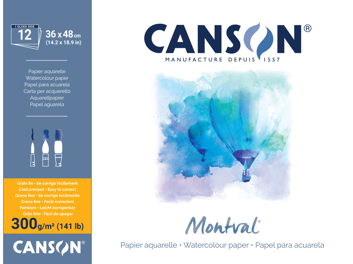 Canson Montval akvarel blok CP 300 g/m² - 12 listova, 36 x 48 cm lijepljen
