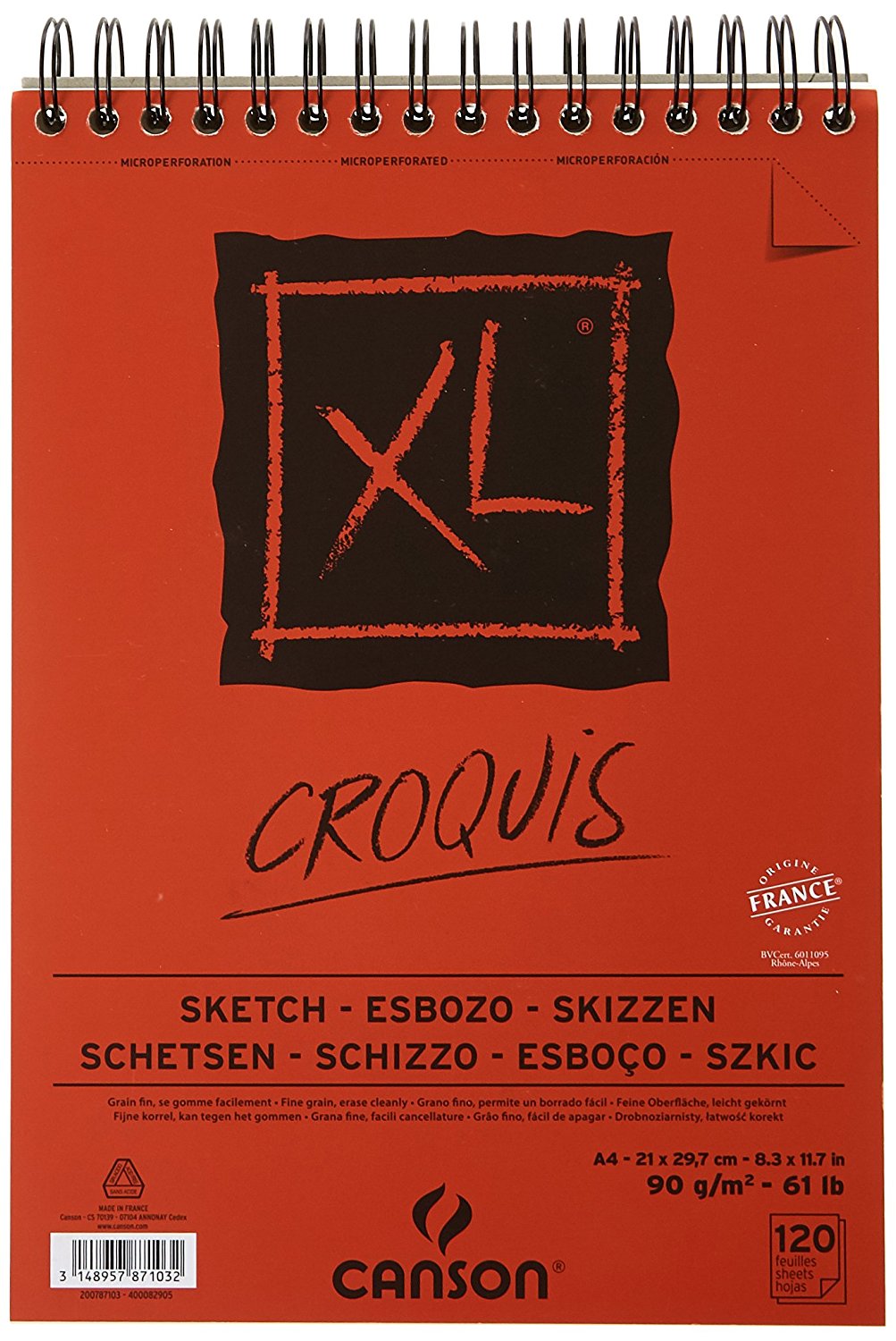 CANSON XL Croquis blok za crtanje 90 g/m² A3 - 120 listova, spiralni uvez gore