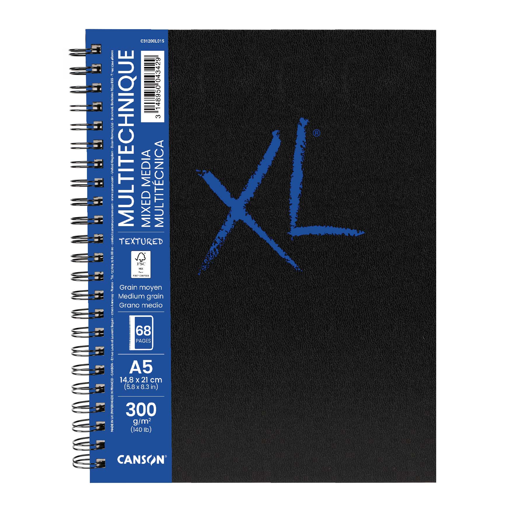 Canson XL Mix Media Textured ljepljeni blok A5, 300 g/m², 68 listova