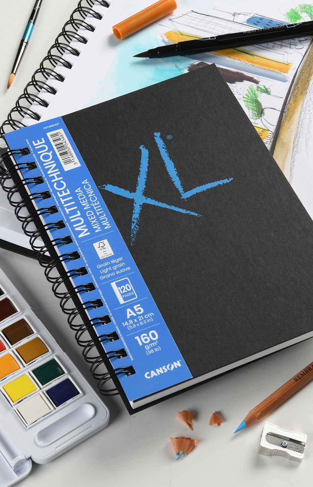 Canson XL Mix Media Textured ljepljeni blok A5, 300 g/m², 68 listova