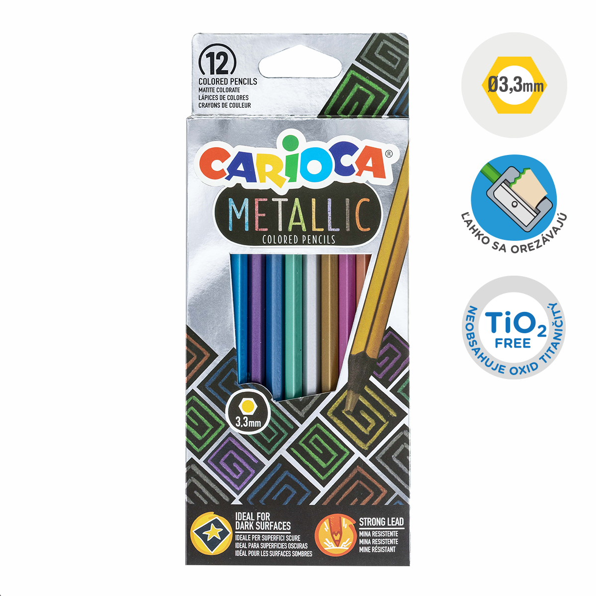 Carioca šesterokutne bojice Metallic, 12 kom