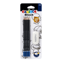 Carioca set trokutastih olovaka Black 2/HB s gumicom, 4 kom