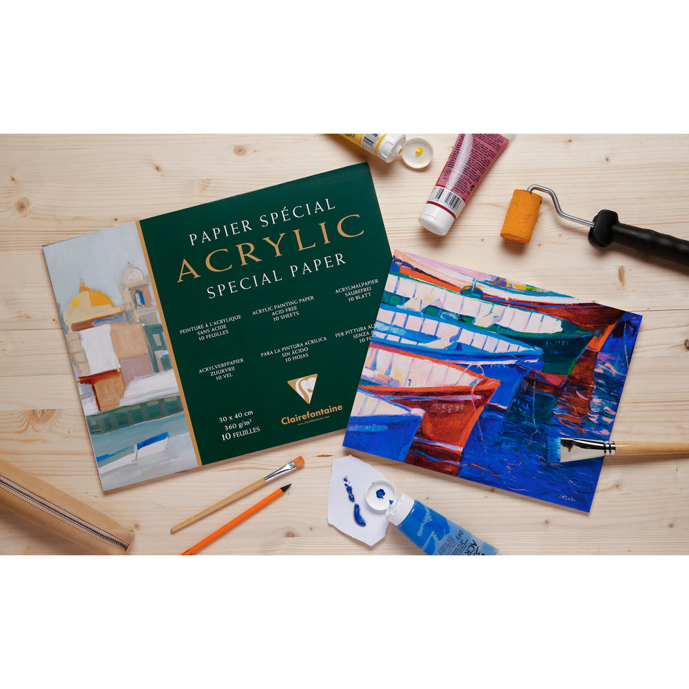 Clairefontaine blok za akril 360 g/m² – 10 listova, 20 x 40 cm lijepljen