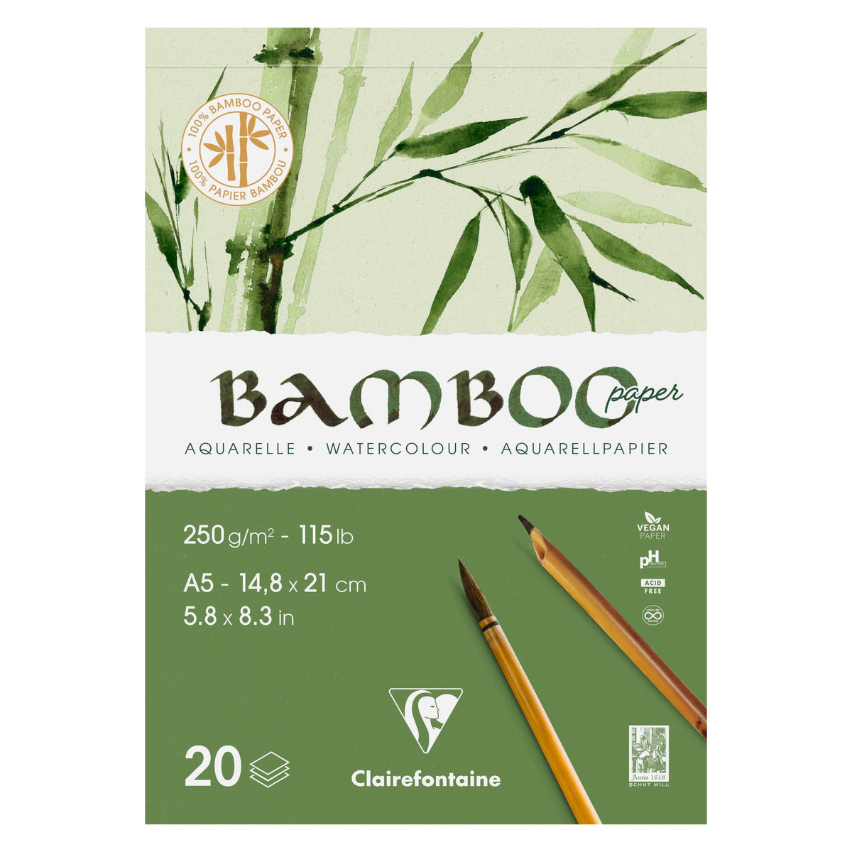Clairefontaine akvarelni blok od bambusa CP 250 g 20L lijepljeni