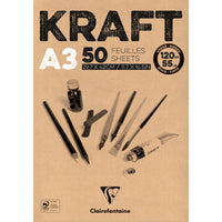 Clairefontaine kraft blok lijepljeni – 120 g 50 listova A3