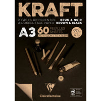 Clairefontaine kraft blok lijepljeni – 90 g 60L A3 Smeđa i Crna