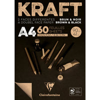 Clairefontaine kraft blok lijepljeni – 90 g 60L A4 Smeđa i Crna