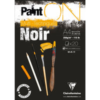 Clairefontaine Paint'On Mix Media blok 250 g 20L lijepljeni Black