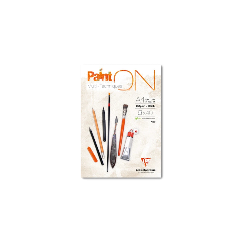 Clairefontaine Paint'On Mix Media blok 250 g 40L ljepljen Extra White