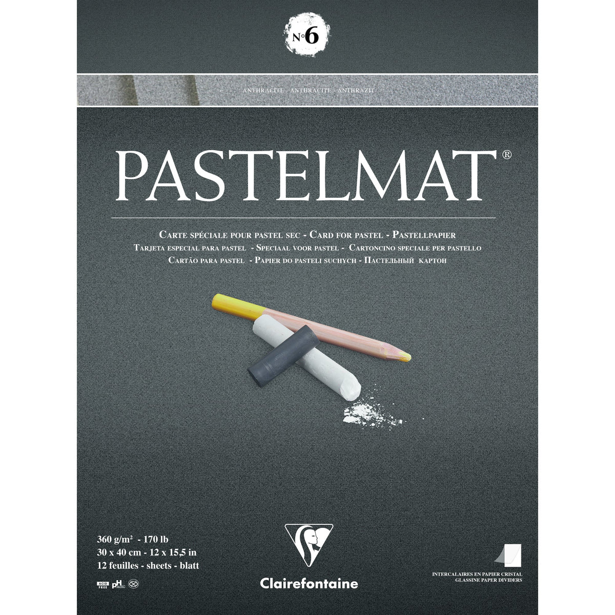 Clairefontaine Pastelmat blok br. 360 g 12L 30 x ljepljen