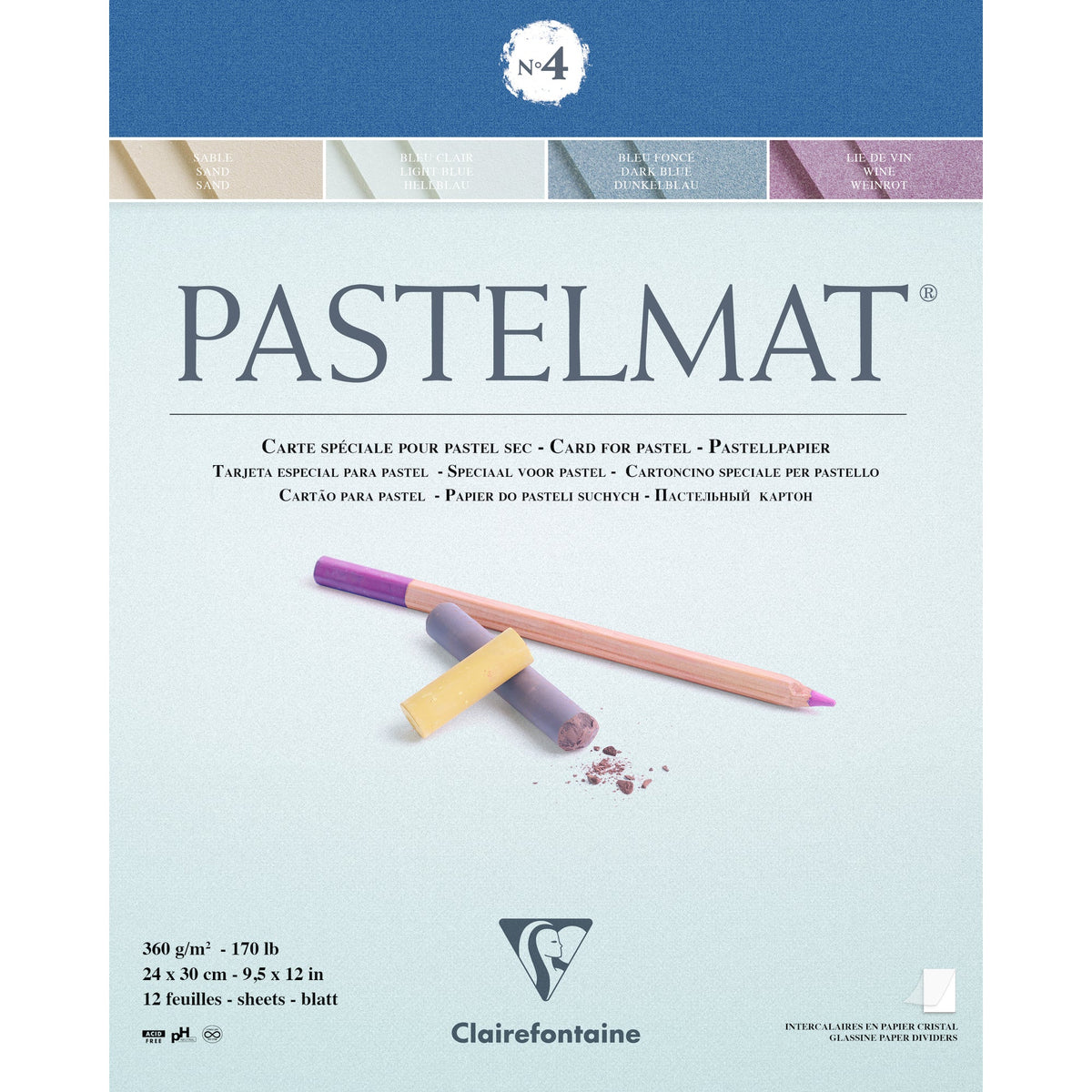 Clairefontaine Pastelmat blok br. 360 g 12L x 30 cm lijepljeni – 4 24