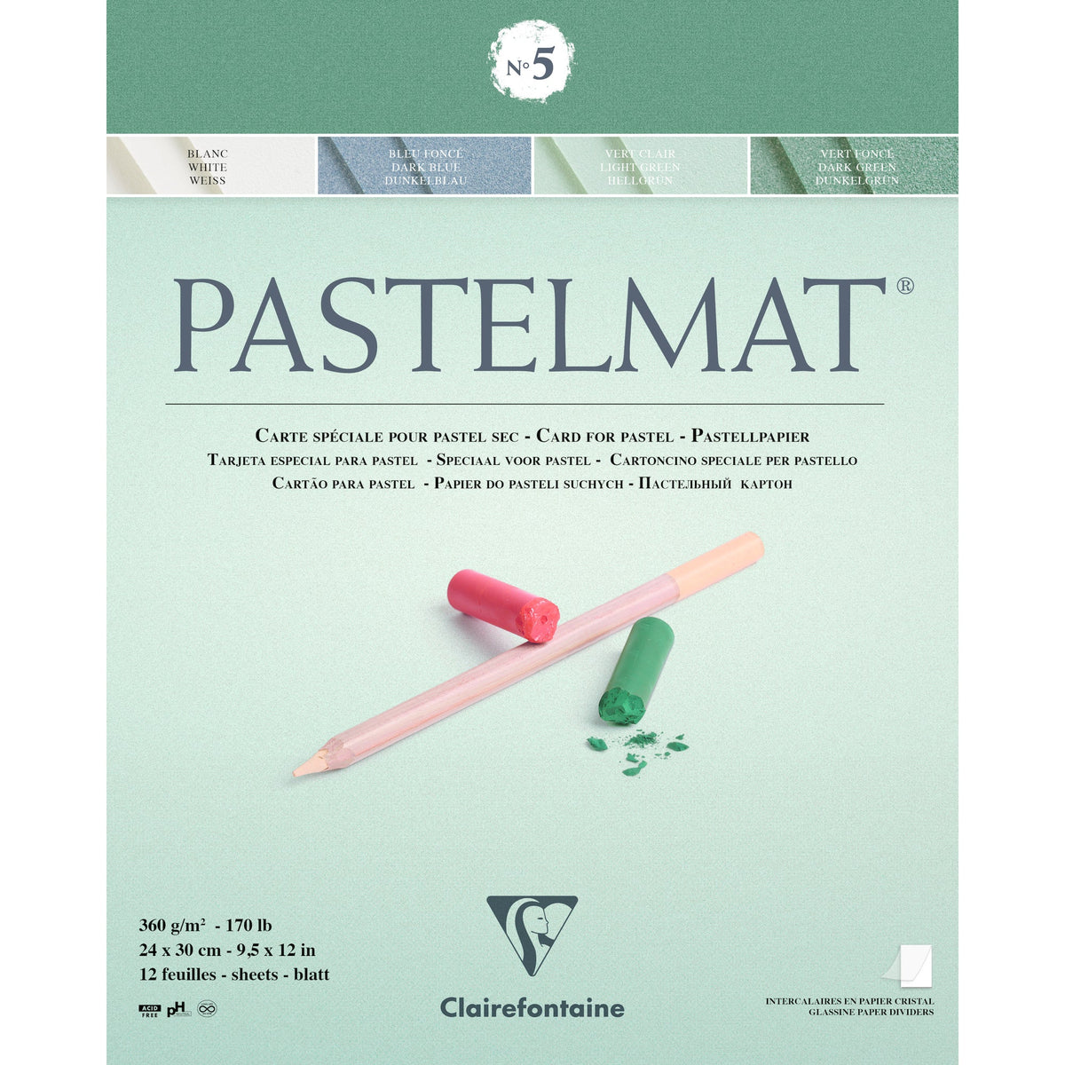 Clairefontaine Pastelmat blok br. 360 g 12L x 30 cm lijepljeni – 5 24