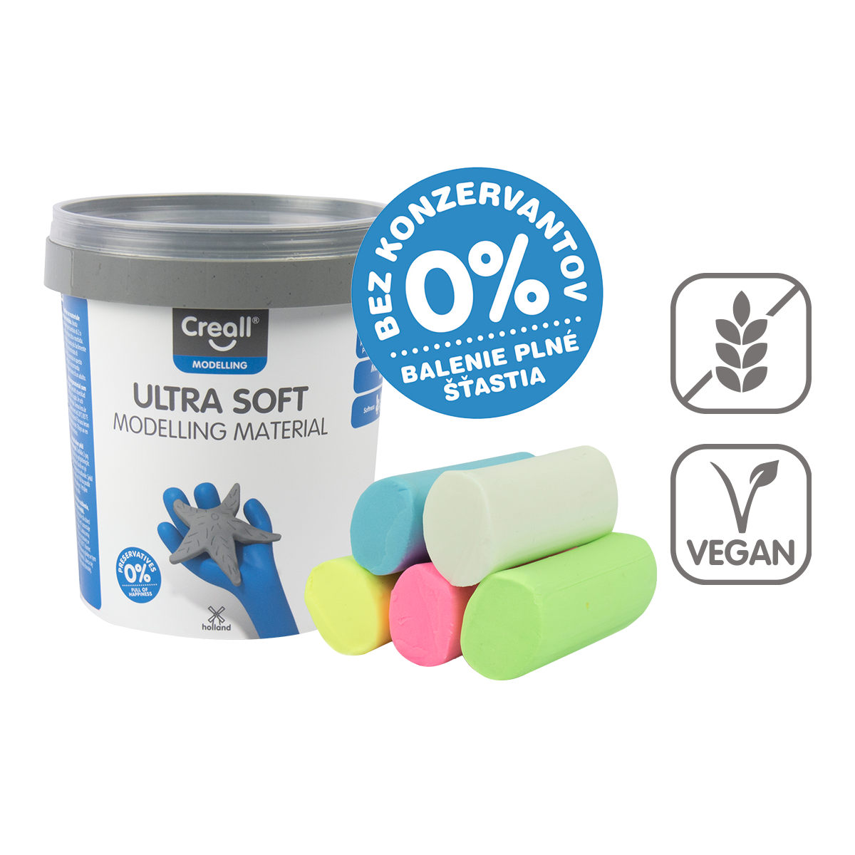 Creall masa za modeliranje Ultra soft, 5 g, posudica, miks boja – × 60 pastelnih