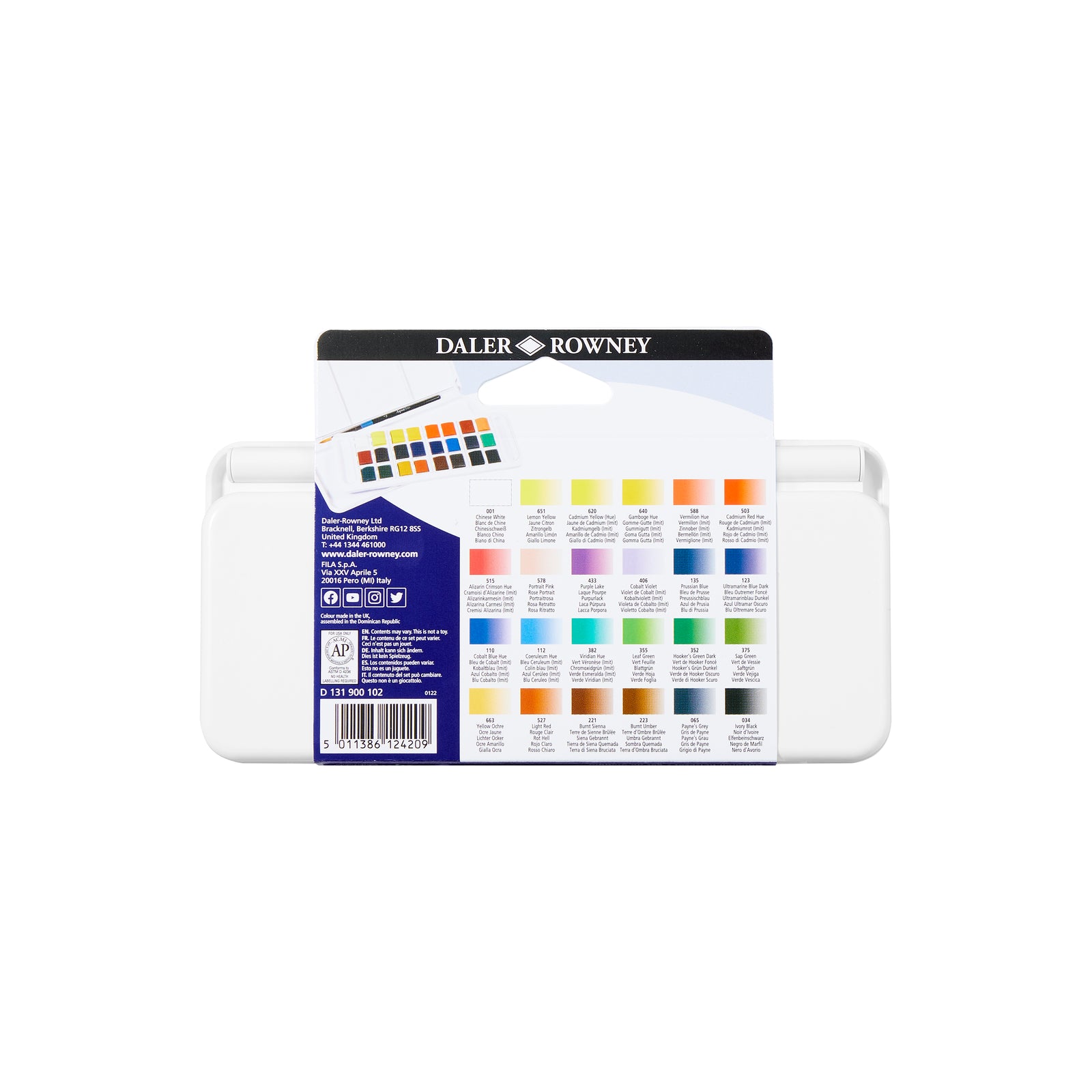 DALER ROWNEY Aquafine akvarelni putni set 24 poluposudica s kistom
