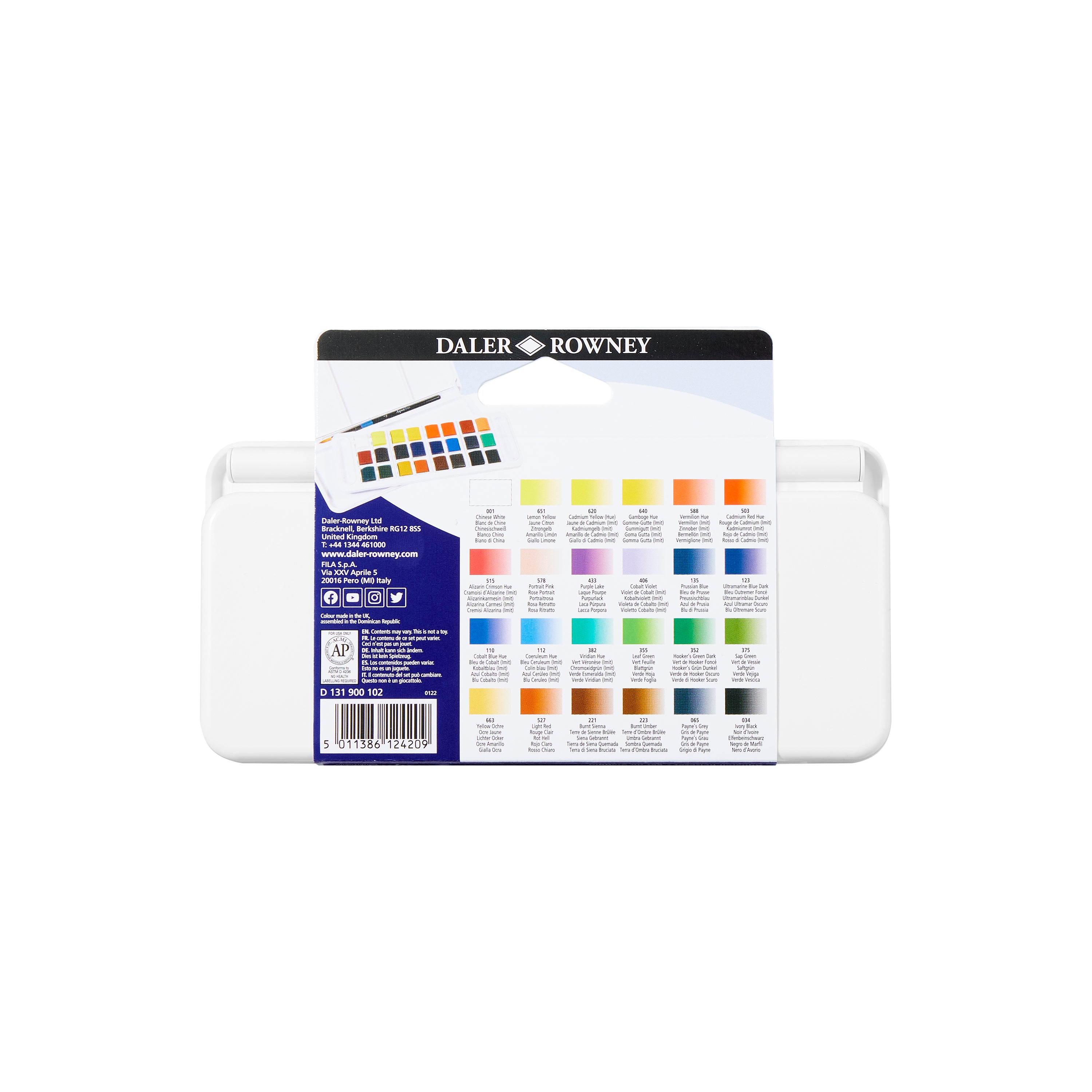 DALER ROWNEY Aquafine akvarelni putni set 24 poluposudica s kistom