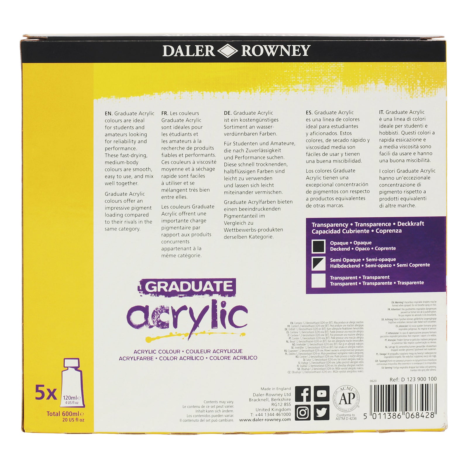 DALER ROWNEY Graduate set akrilnih boja 5 x 120 ml