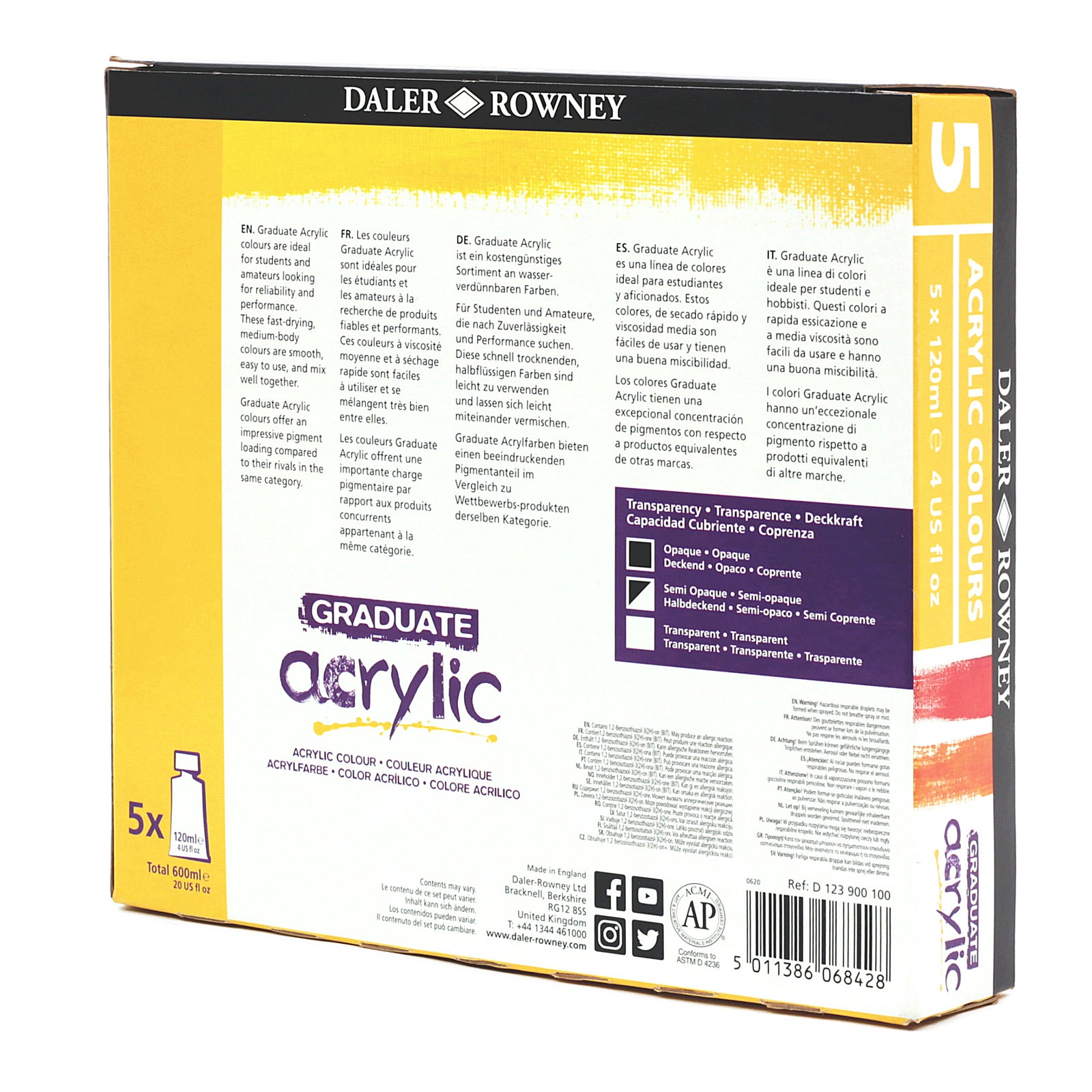DALER ROWNEY Graduate set akrilnih boja 5 x 120 ml