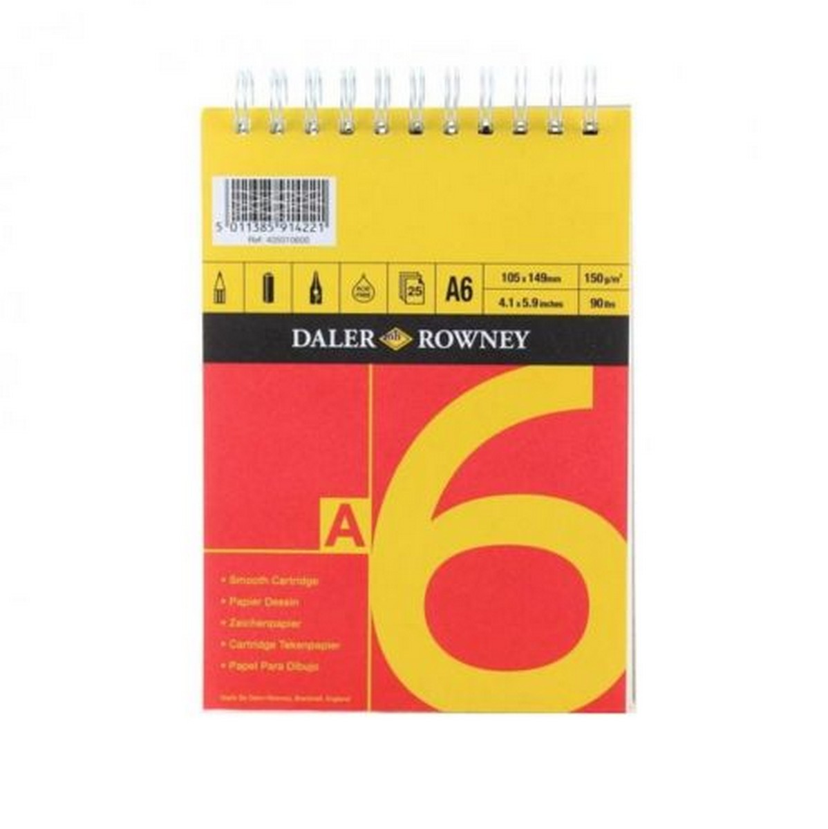 DALER ROWNEY D&R Red & Yellow skic blok A6 150 g 25L lijepljeni