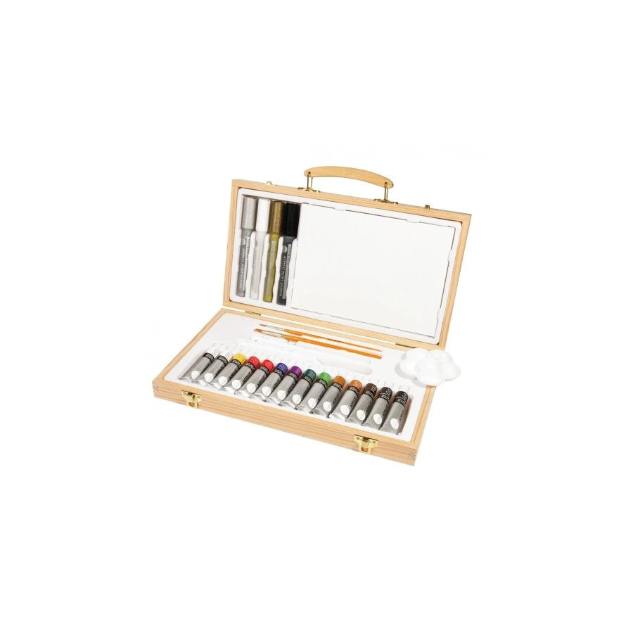 DALER ROWNEY Simply set akrilnih boja u drvenom koferu 26 kom