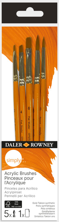 DALER ROWNEY Simply set kistova za akril 5 kom (2x Round, 3x Flat Shader)
