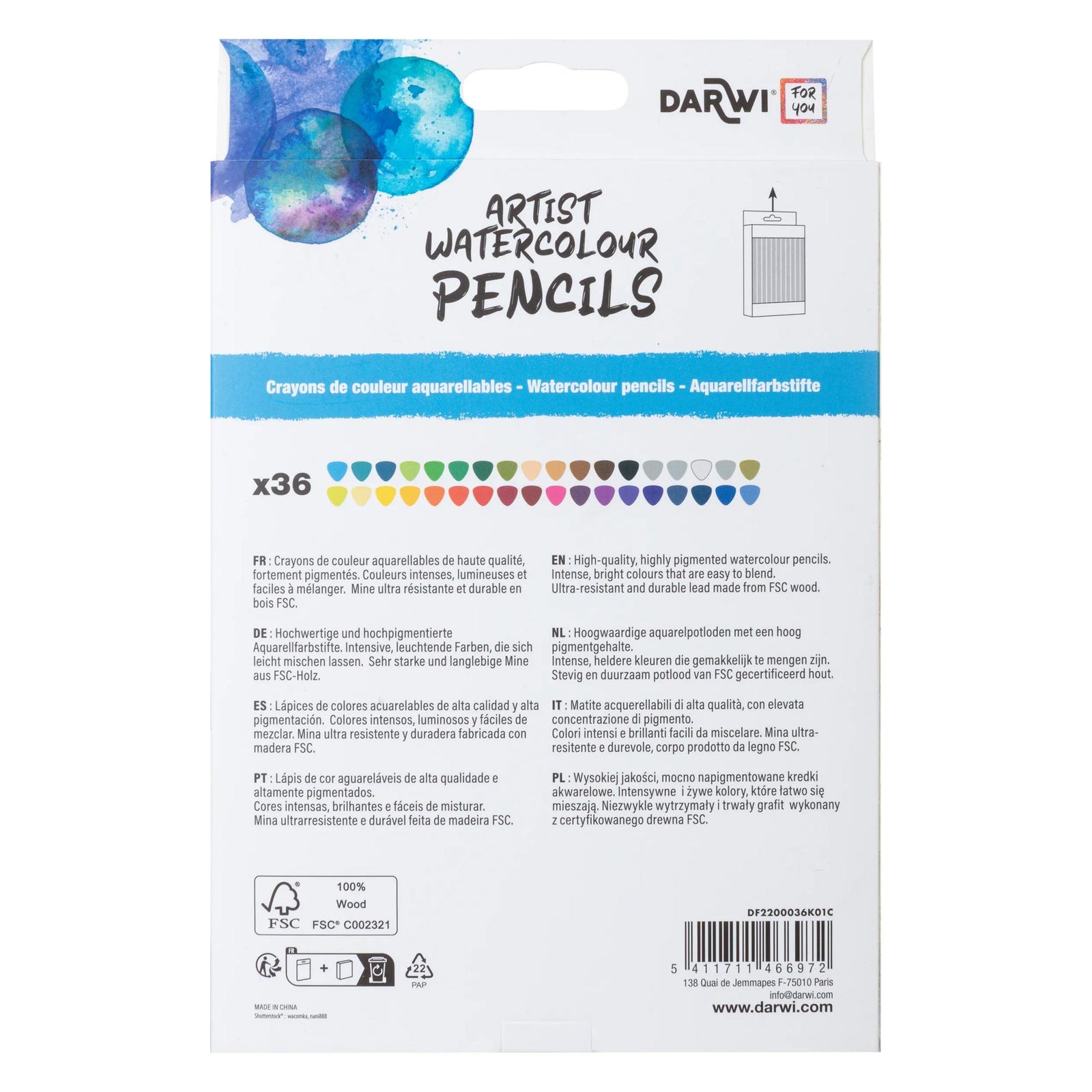DARWI set akvarel bojica – 36 kom