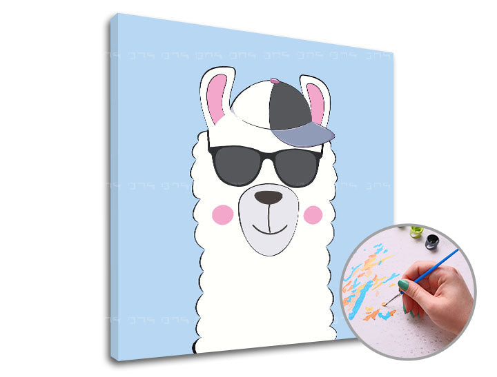Slikanje po brojevima LAMA SA OKULIJARIMA - mala težina – na okviru