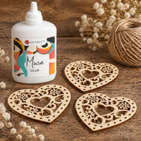 Drveni ukrasi srce s ornamentom 5 x 5 cm - set 5 kom
