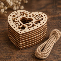 Drveni ukrasi srce s ornamentom 5 x 5 cm - set 5 kom