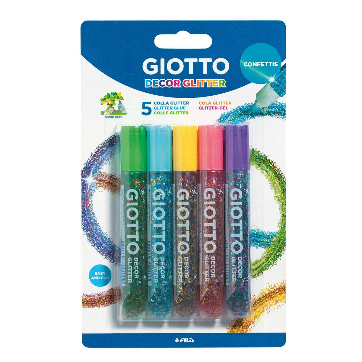 GIOTTO Glitter Glue svjetlucavo ljepilo s konfetima 5 x 10 g