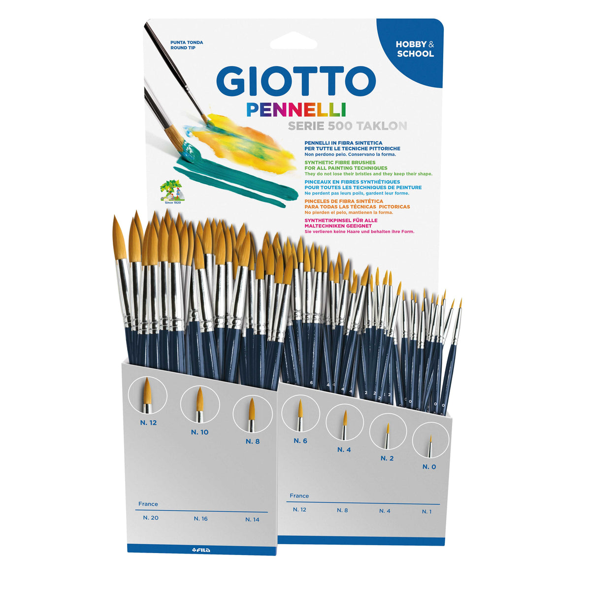 GIOTTO Taklon školski kistovi Séria 500 mix display 84 kom