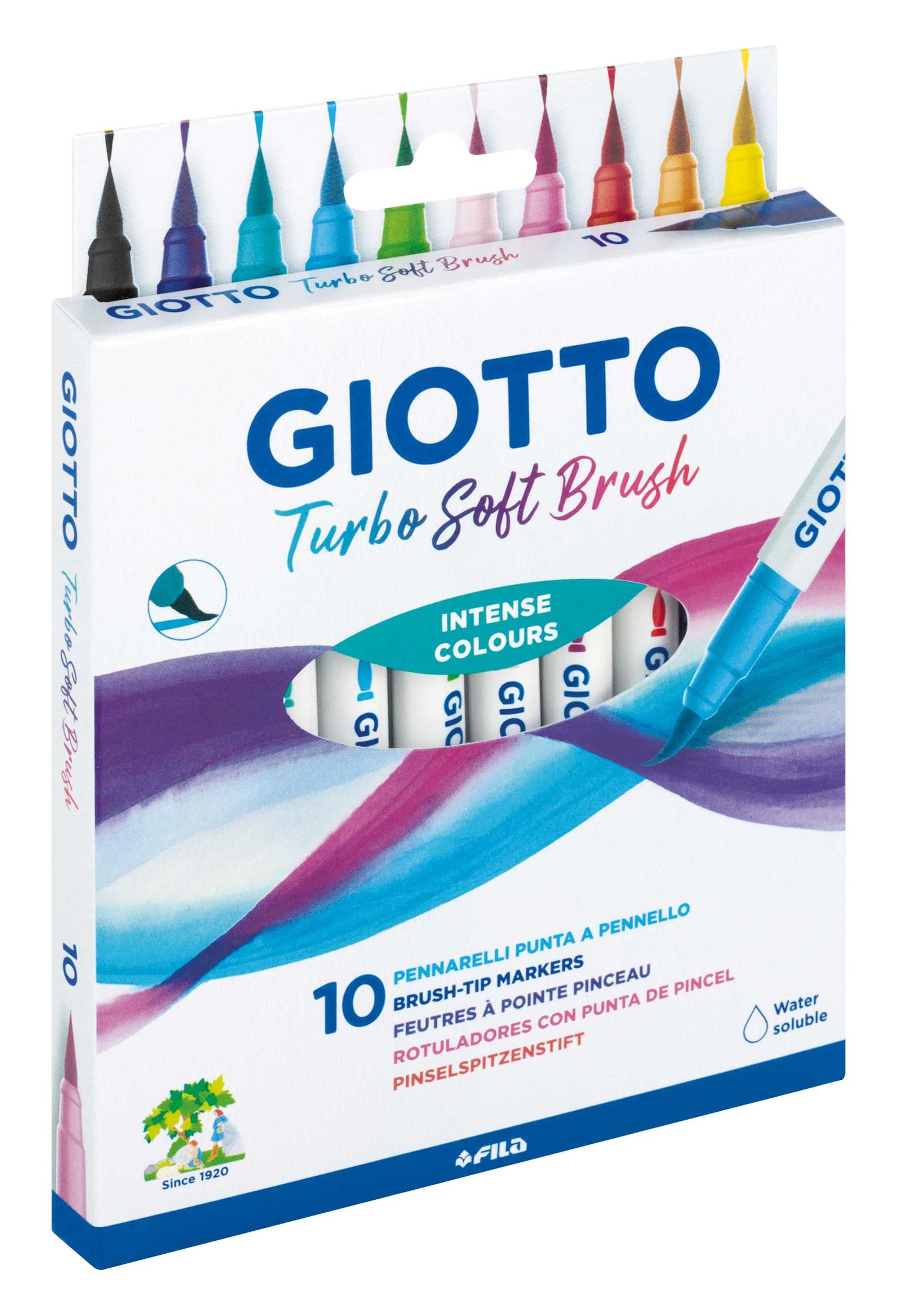 Flomasteri s kistom GIOTTO Turbo Soft Brush - 10 kom