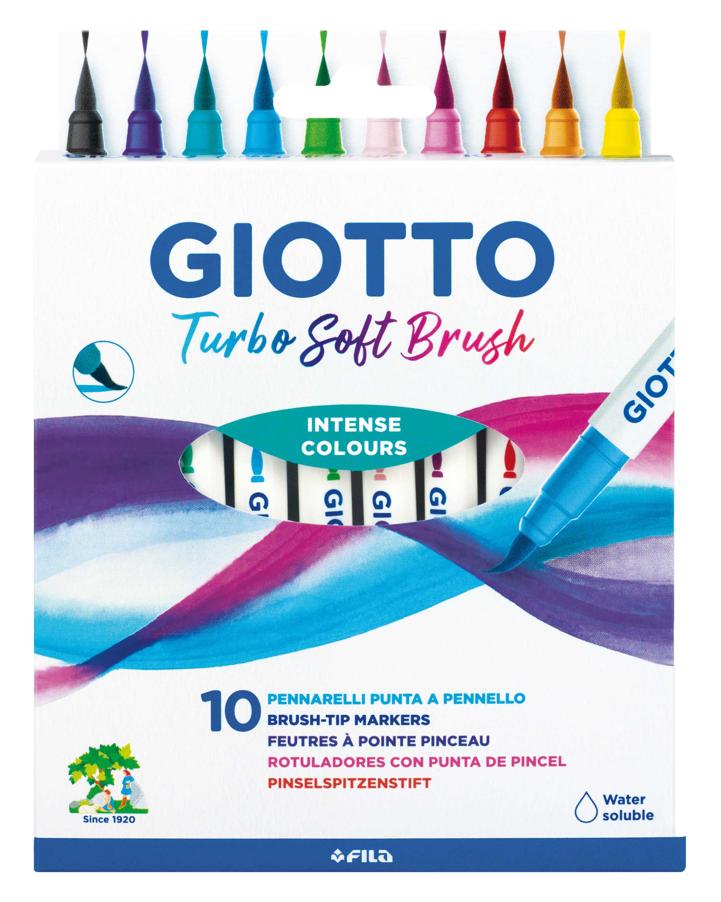 Flomasteri s kistom GIOTTO Turbo Soft Brush - 10 kom