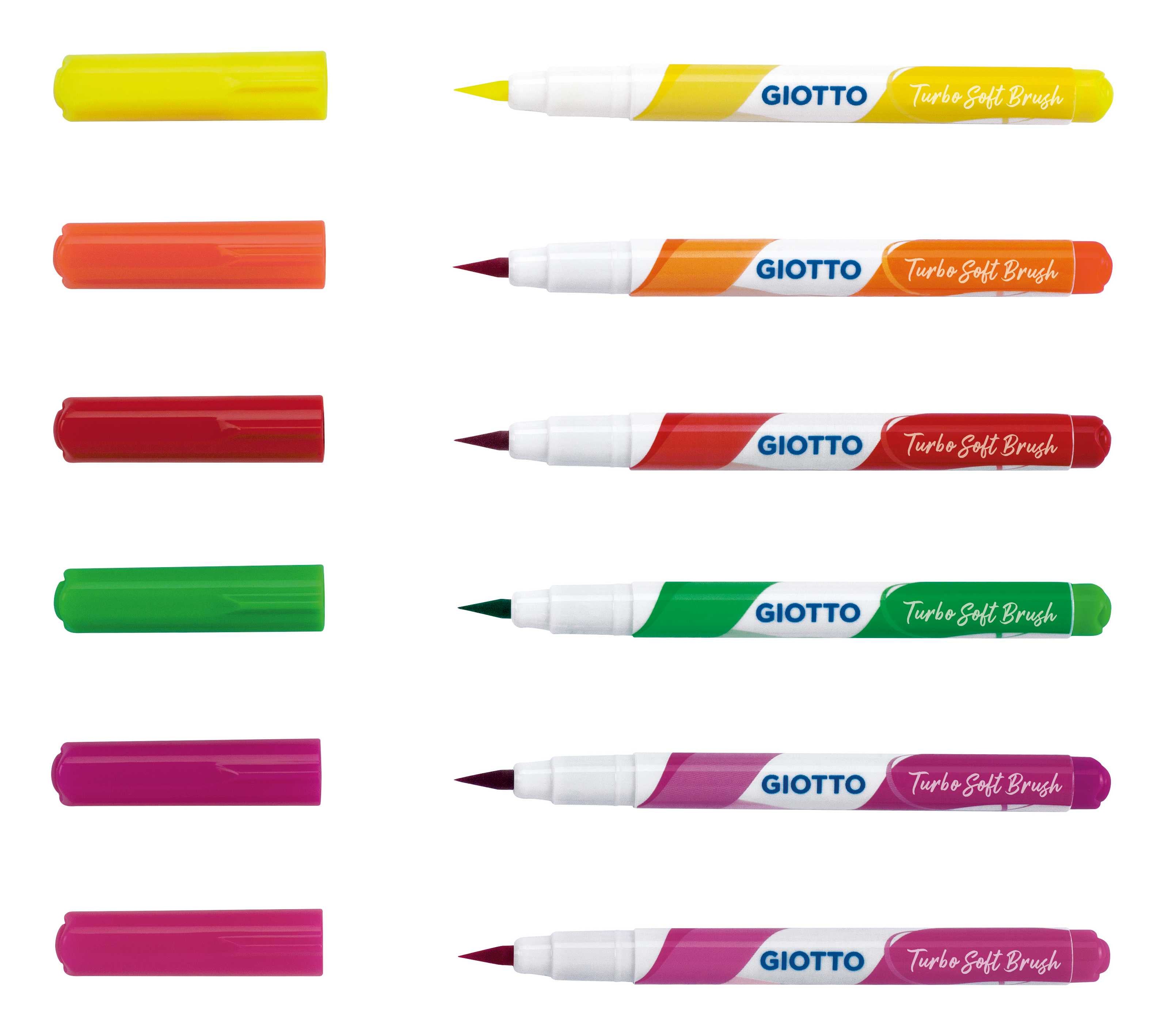 Flomasteri s kistom GIOTTO Turbo Soft Brush Fluo 6 kom