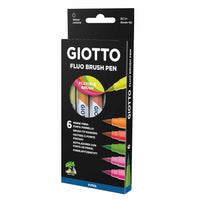 Flomasteri s kistom GIOTTO Turbo Soft Brush Fluo 6 kom