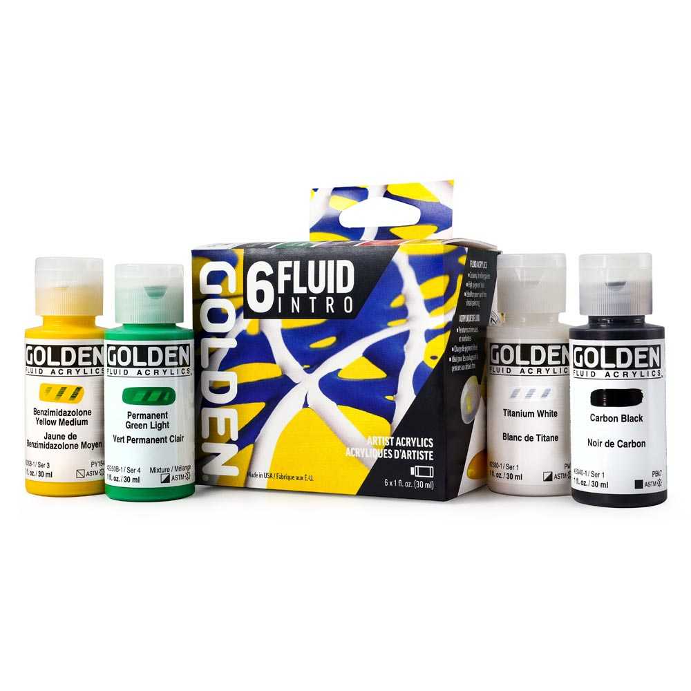 GOLDEN Fluid set akrilnih boja Intro 6 x 30 ml