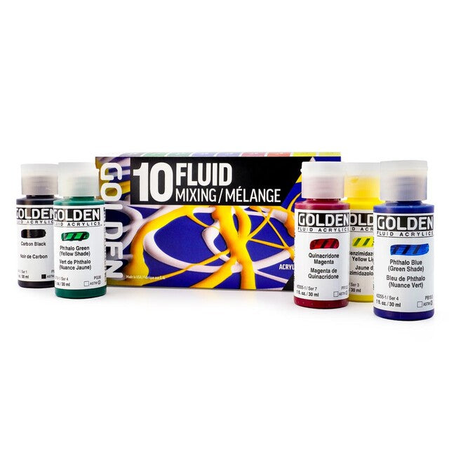 GOLDEN Fluid set akrilnih boja Mixing 10 × 30 ml