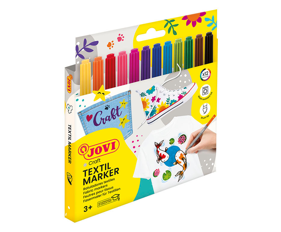 JOVI Jovidecor Textil markeri za tekstil s kist vrhom 12 kom