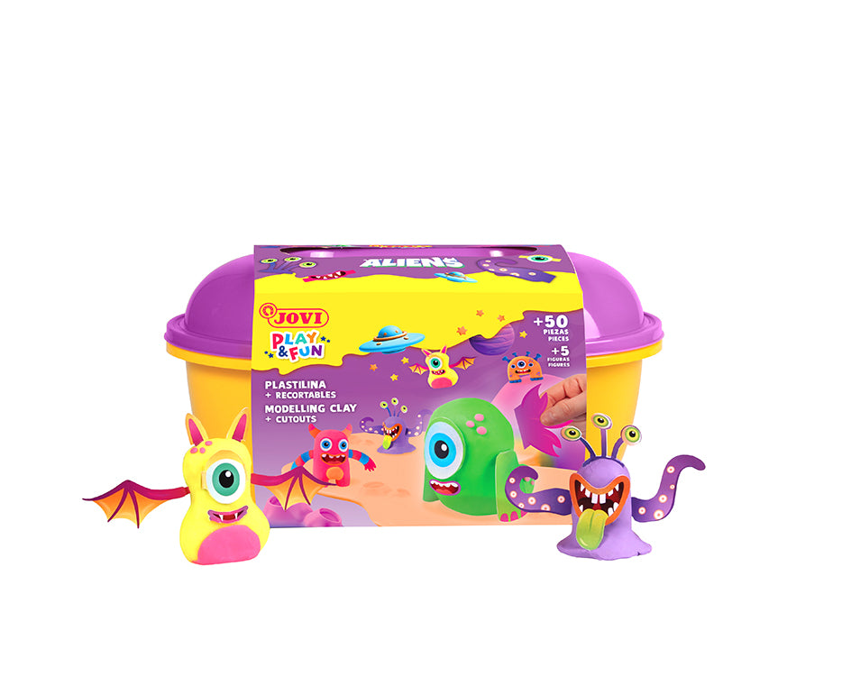JOVI Play&Fun prirodni plastelin u koferčiću Aliens - 50 kom