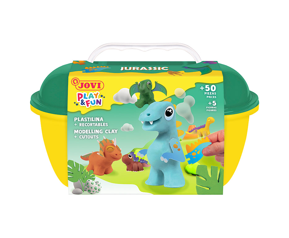 JOVI Play&Fun prirodni plastelin u koferčiću Jurassic – set s priborom