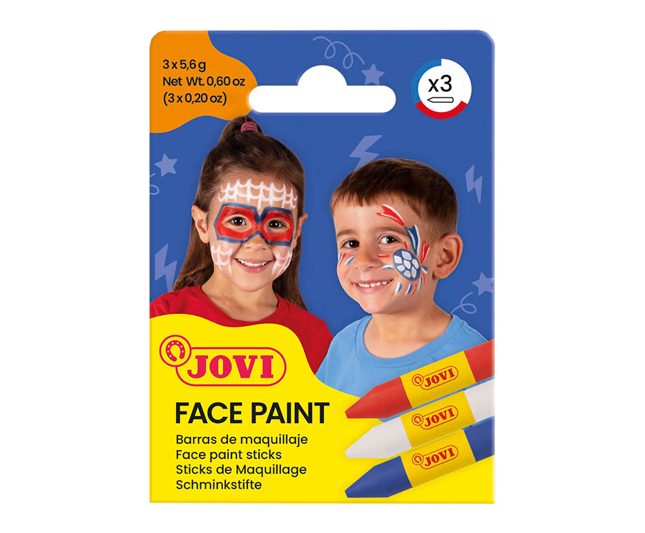 JOVI set boja za lice u stiku 3 x 5,6 g - bijela, crvena i plava